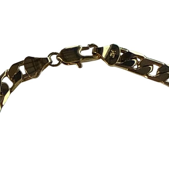 Gold Plated Cuban Link Chain Bracelet With Lobster Clasp For Men Or Women - Picture 7 of 11